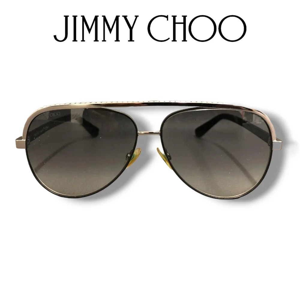 Jimmy Choo LINA/S Silver Black Crystal Jeweled Aviator Gradient Sunglasses - Picture 9 of 16